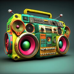 Fototapeta premium A boombox, or ghetto blaster with some tropical style