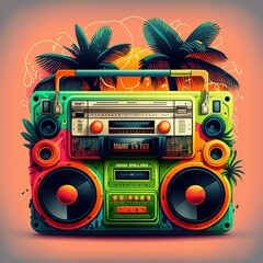 A boombox, or ghetto blaster with some tropical style