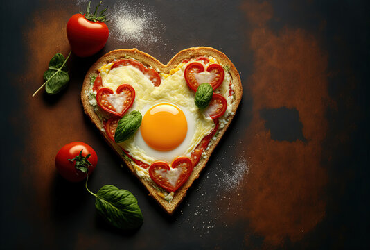 A delicious bruschetta in a shape of heart especially for all the lovers or the Valentine's day