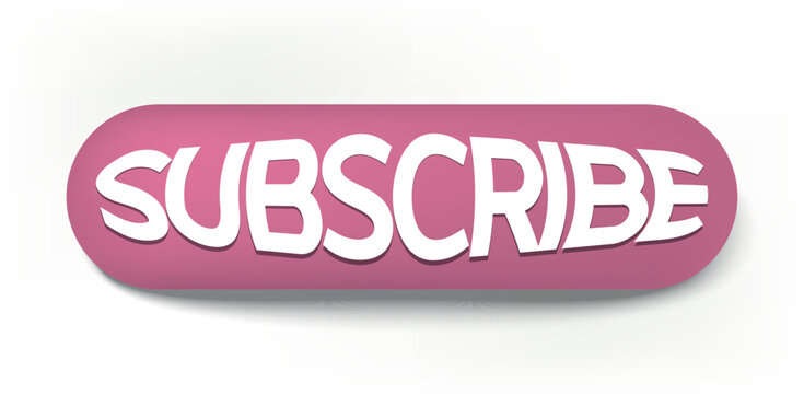 3d pink subscribe button