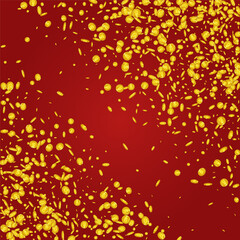Cartoon Metal Dollar Vector Red Background. Gold