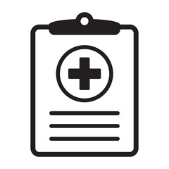Medical history icon, medical report symbol. Health care clipboard icon. Medical card icon.