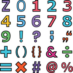 Alphabet icons pack, Alphabet vector icons set, Alphabet icons set, numbers icons set, ABC icons set, Numeric number icons set, counting icons set, Alphabet and Numbers Fill color icons set