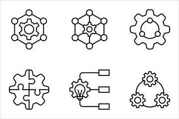 framework icons set symbol vector elements for infographic web, gear vector icon set, vector illustration on white background