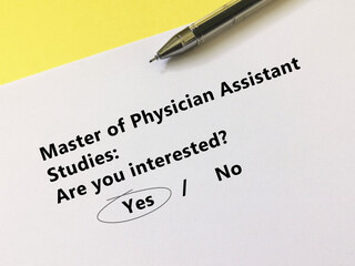 Obraz premium Questionnaire about further education