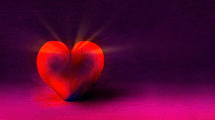 Background handmade drawing heart with heart for valentines day, space for text