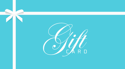 Certificate gift card blue with white wrapping bow ribbon graphic illustration mockup layout, voucher reward coupon template design, vip giftcard modern banner image