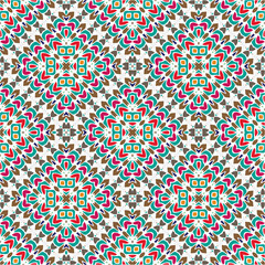 Vector geometric ornament in ethnic style. Seamless pattern with  abstract shapes, repeat tiles. Vintage retro texture.Repeating pattern for decor, fabric,textile and fabric.