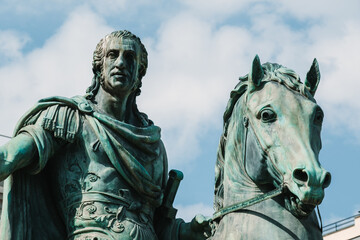 Piazza del Plebiscito, monument to Charles III of Spain. Naples, Campania, Italy