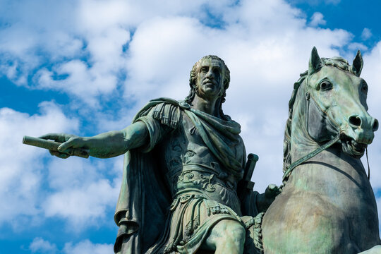 Piazza del Plebiscito, monument to Charles III of Spain. Naples, Campania, Italy - Powered by Adobe