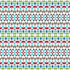 Naklejka premium Vector geometric ornament in ethnic style. Seamless pattern with abstract shapes, repeat tiles. Vintage retro texture.Repeating pattern for decor, fabric,textile and fabric.