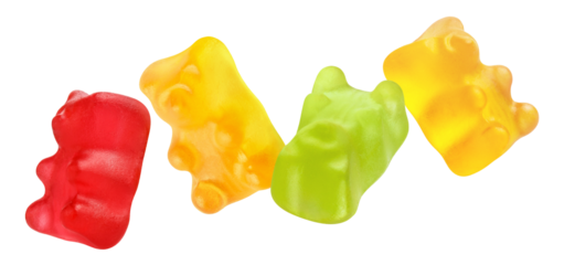 Flying jelly gummy bears cut out