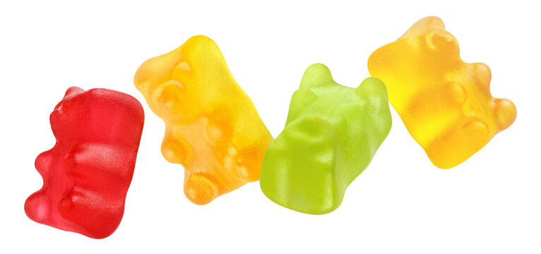 Flying jelly gummy bears cut out