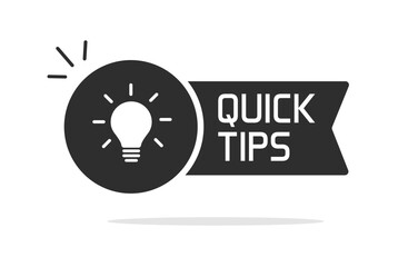Quick tips icon vector pictogram simple black white glyph symbol clipart graphic illustration, help hint advice info label tag idea image