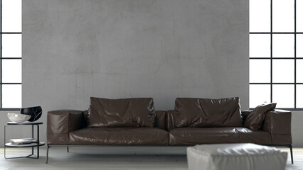 Ambiente interno di design moderno con divano di lusso in pelle stile italiano in abitazione di...