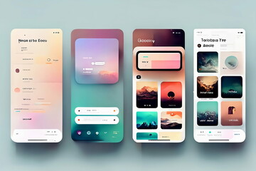 Modern user interface design. Conceptual mobile phone screen mock-up for application interface. Colorful, aesthetic, minimalistic.
