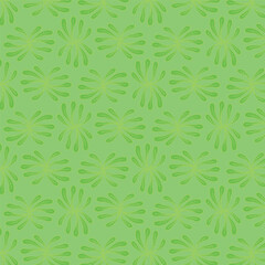 Green background with geometric leaves pattern. Decorative seamless pattern for wrapping paper, wallpaper, textile, greeting cards and invitations.