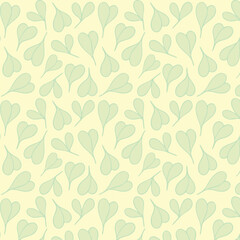 Fototapeta premium Light yellow background with with light green leaves. Decorative seamless pattern for wrapping paper, wallpaper, textile, greeting cards and invitations.