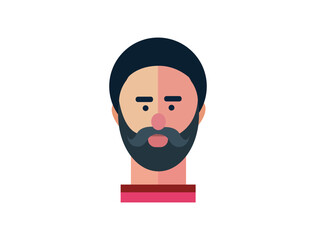  Portrait of a Sikh man. The head of a guy with a beard in a turban. face Vector flat illustration. Sikh man face vector isolated on white background.