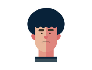 Profile Icon Male Head. Face Flat Design Vector Illustration. Perfect for coloring book, textiles, icon, web, painting, books, t-shirt print.