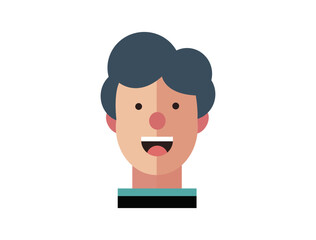 Profile Icon Male Head. Face Flat Design Vector Illustration. Perfect for coloring book, textiles, icon, web, painting, books, t-shirt print.