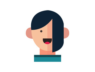 Girl profile photo icon, Women portraits. User photo. Perfect for coloring book, textiles, icon, web, painting, books, t-shirt print. flat face designs characters isolated on white background.
