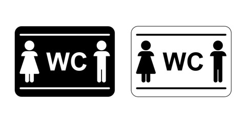 A sign on the toilet door. A man and a woman.