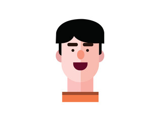 Man face character cartoon isolated on white background. Face Flat Design Vector Illustration. Perfect for coloring book, textiles, icon, web, painting, books, t-shirt print.