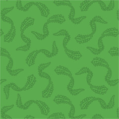 Fototapeta na wymiar Green background with seaweed, seamless pattern. Decorative background for wrapping paper, wallpaper, textile, greeting cards and invitations.