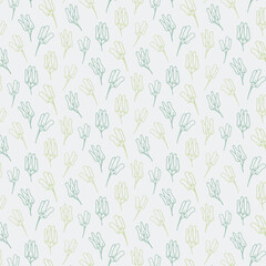Light grey background with green leaves. Decorative seamless pattern for wrapping paper, wallpaper, textile, greeting cards and invitations.