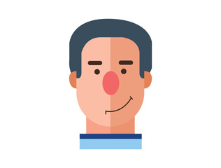 Profile Icon Male Head. Face Flat Design Vector Illustration. Perfect for coloring book, textiles, icon, web, painting, books, t-shirt print. 