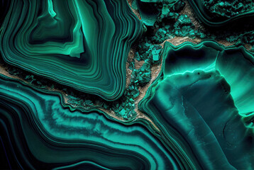 Fototapeta Malachite Texture Background, Emerald Marble, Green Agate, Generative AI Illustration obraz