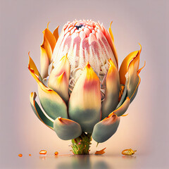 Protea Flower, African Protea, Abstract Generative AI Illustration