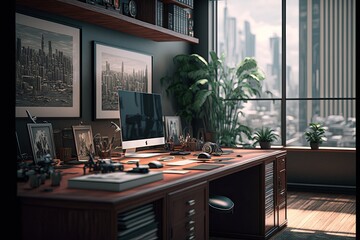 modern office interior with desk