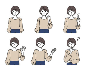 20代・30代の女性の色々なジェスチャー