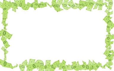 Paper Money Vector White Background. Flying Cash