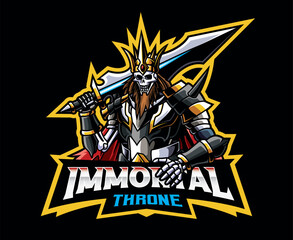 Immortal King with Powerful Sword Mascot Logo