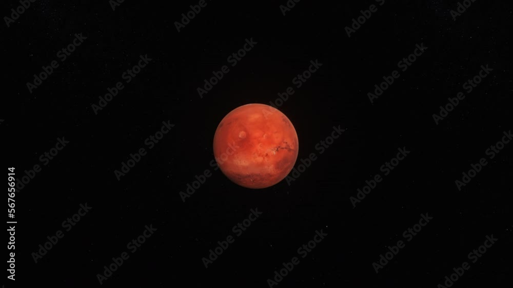 Wall mural concept 6-u1 view of the realistic planet mars with atmosphere and stars.