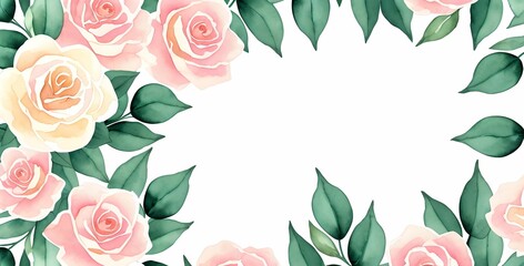 Glamorous Watercolor roses, Bridal Luncheon Invitation, Elegant Floral Border, made with generative ai