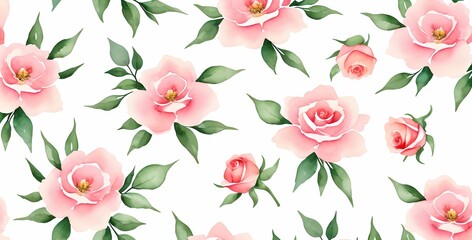 Pink floral watercolor pattern, elegant and fashionable wallpaper, made with generative ai