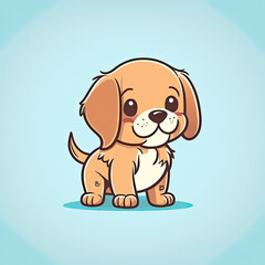 Cute animal cartoon characters. Anthropomorphic dog on color background. Generative AI