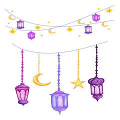 set of ramadhan kareem lantern garland 