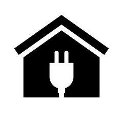 Residential charging station. Home and outlet silhouette icon. Vector.
