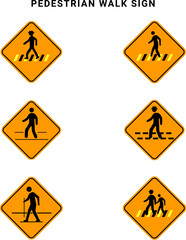 set of warning signs, Set of pedestrian walk sign