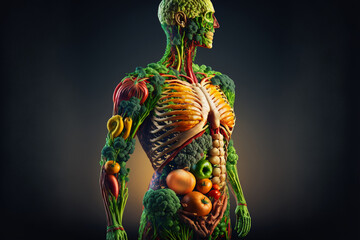 The image of a man consisting of vegetables. Healthy food concept