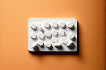 Medical pills on a colored background. Medicine and health care
