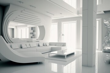 Modern white home office interior background. generative ai.