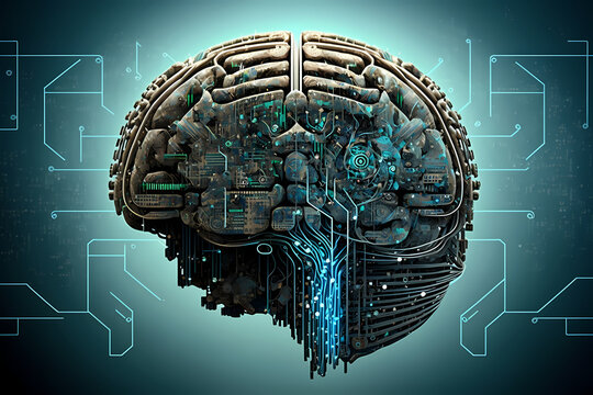 Cybernetic Brain. Illustration on the subject of artificial intelligence.