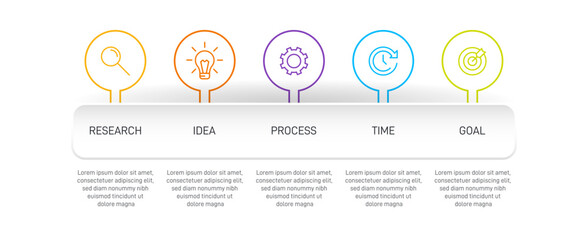 Vertical infographic design with icons and 5 options or steps. Thin line. Infographics business concept. Can be used for info graphics, flow charts, presentations, mobile web sites, printed materials.