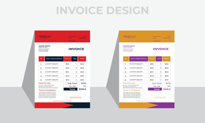 Creative and Unique abstract style corporate business invoice template.